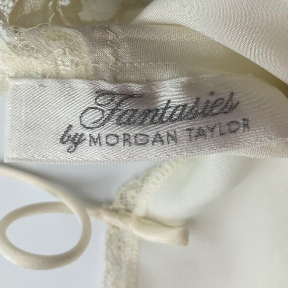 VTG Fantasies By Morgan Taylor Cream Half Slip Mini Dress Satin Lace Coquette - Picture 3 of 12